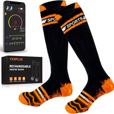 Heated Socks for Men Women with 2 X 8000Mah Batteries, Rechargeable Foot Heater with App & Battery Control, Wahsable Food Warmer for Skiing, Hunting, Camping, Cycling & Ice Fishing
