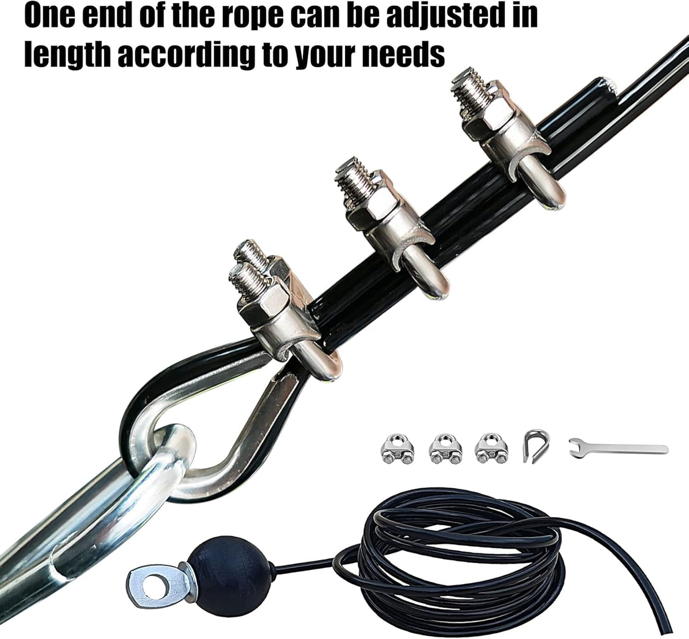 Home Gym Fitness LAT Pulldown Cable Replacement 78/118/ 236 Inch, 6Mm Adjustable Length for Pulley System Cable Machine Workout Equipment, Steel Wire Rope with Rubber Stopper Ball (118 Inch)