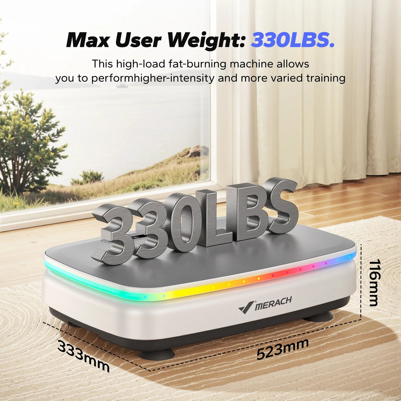 Vibration Plate Exercise Machine, 330Lb Capacity, Whole Body Workout Fitness Platform, Bluetooth