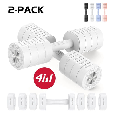 8.8 Lbs Adjustable Dumbbells Set of 2, 4-In-1 Free Weights for Women, Hand Weights for Home Gym, White