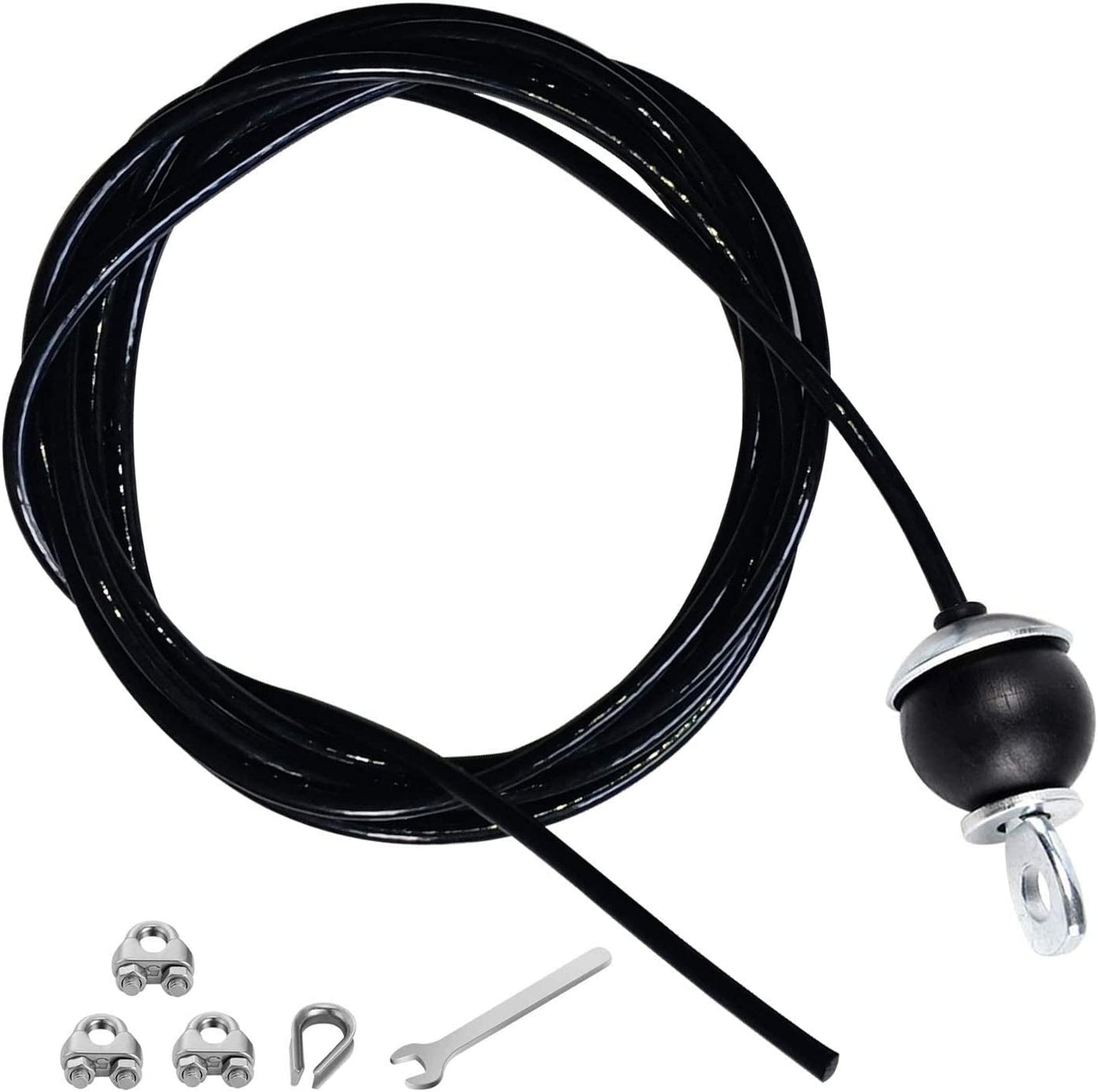 Home Gym Fitness LAT Pulldown Cable Replacement 78/118/ 236 Inch, 6Mm Adjustable Length for Pulley System Cable Machine Workout Equipment, Steel Wire Rope with Rubber Stopper Ball (118 Inch)