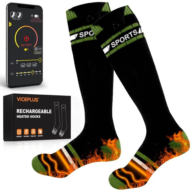 Heated Socks for Men Women with 2 X 8000Mah Batteries, Rechargeable Foot Heater with App & Battery Control, Wahsable Food Warmer for Skiing, Hunting, Camping, Cycling & Ice Fishing