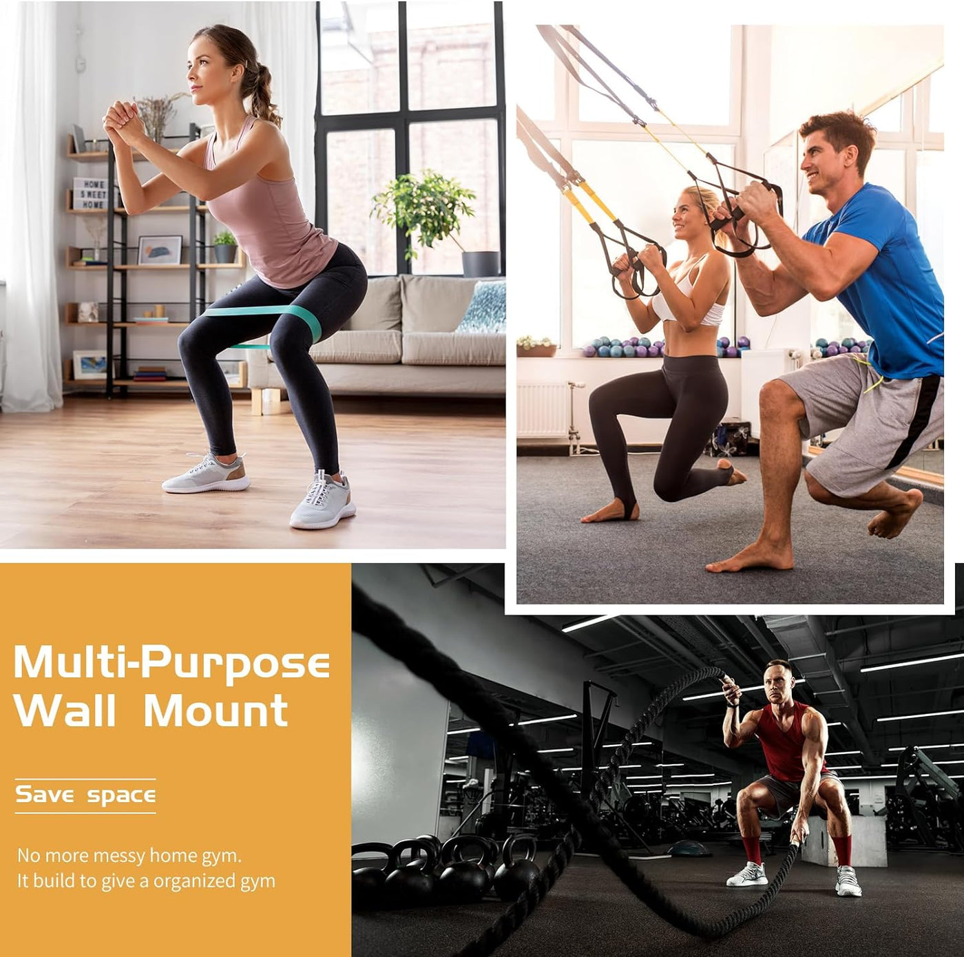 Gym Equipment Storage Rack - Multi-Purpose Home Gym Organization Storage Wall Mo