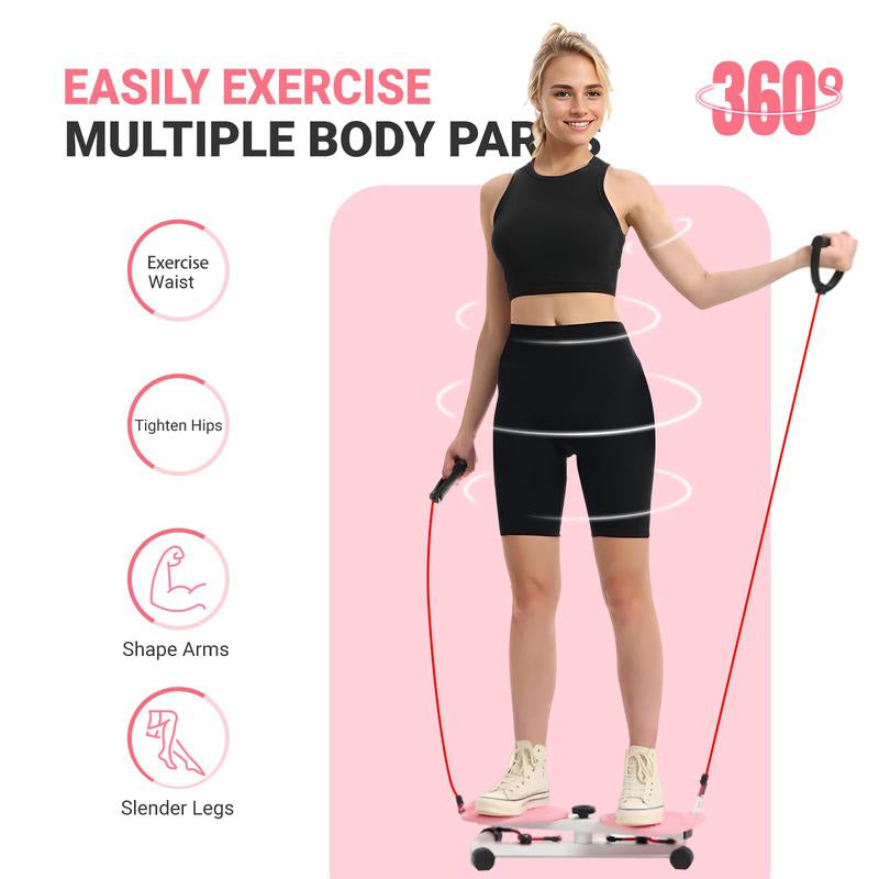 AMLANG Women'S Waist Twisting Board with Loop Resistance Bands 300 Lbs Weighting Ab Machine Core Workout Equipment Home Exercise Board