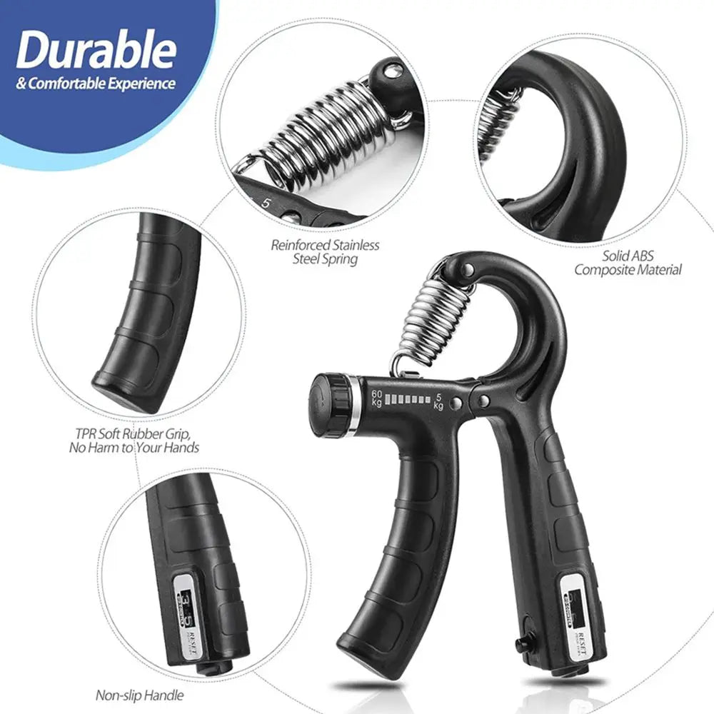 Adjustable Grip Strength Trainer with Counter - Forearm Strengthener (11-132 lbs / 5-60 kg)