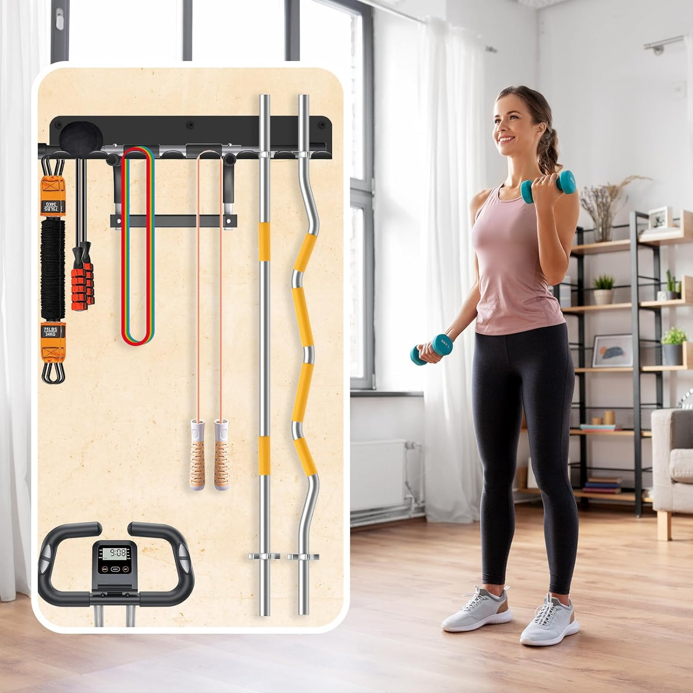 Gym Equipment Storage Rack - Multi-Purpose Home Gym Organization Storage Wall Mo