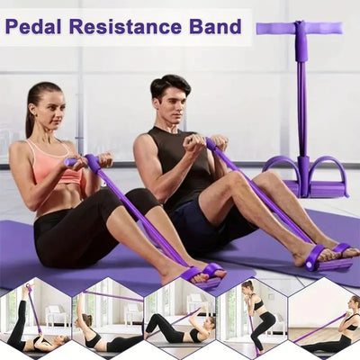 6-Tube Elastic Resistance Band for Yoga and Stretching - Ideal for Abdominal, Waist, Arm, and Leg Training