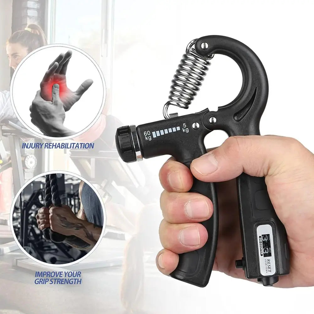 Adjustable Grip Strength Trainer with Counter - Forearm Strengthener (11-132 lbs / 5-60 kg)