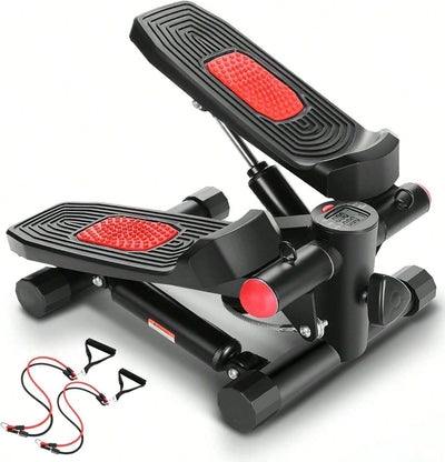 Exercise Stepper, Small Pedal Machine, Specially Designed for Family Sports. Portable, Quiet to Use, Hydraulic Fitness Stairs with Resistance Bands, Calorie Counts Can Weigh up to 330Lbs.Fitness Essentials, without Battery