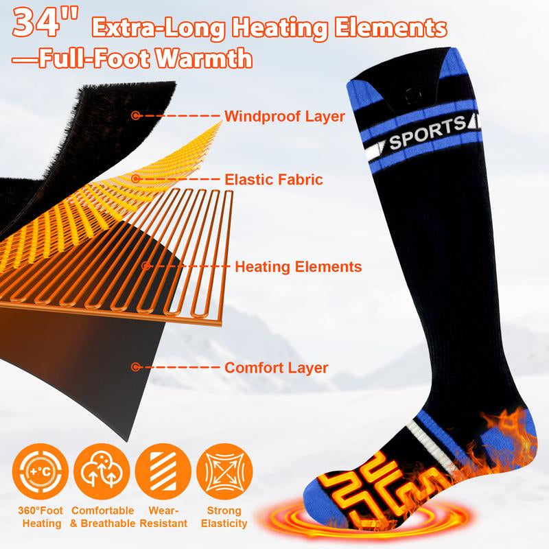 Heated Socks for Men Women with 2 X 8000Mah Batteries, Rechargeable Foot Heater with App & Battery Control, Wahsable Food Warmer for Skiing, Hunting, Camping, Cycling & Ice Fishing