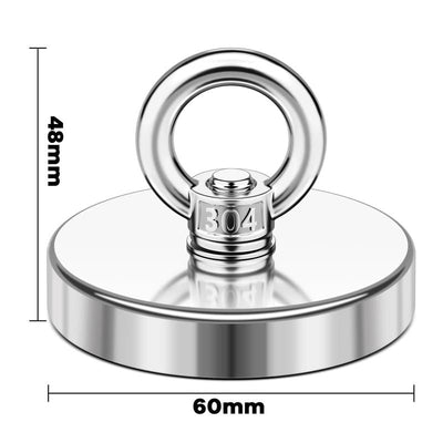 Fishing Magnet,350Lbs Strong Magnet Fishing, Magnetic Fishing Magnets, Rare Earth Magnet with Countersunk Hole Eyebolt for Retrieving Items in Lake, Beach, Lawn