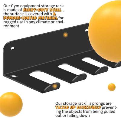 Gym Equipment Storage Rack - Multi-Purpose Home Gym Organization Storage Wall Mo