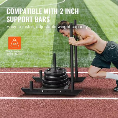 Weight Training Sled, Pull Push Power Sled, Steel Fitness Equipment for Strength and Speed Training, Plate Compatible