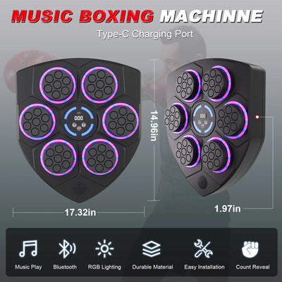 Smart Bluetooth Punching Bag, LED Guide, 9-Speed, Wall-Mounted, Boxing & Fitness