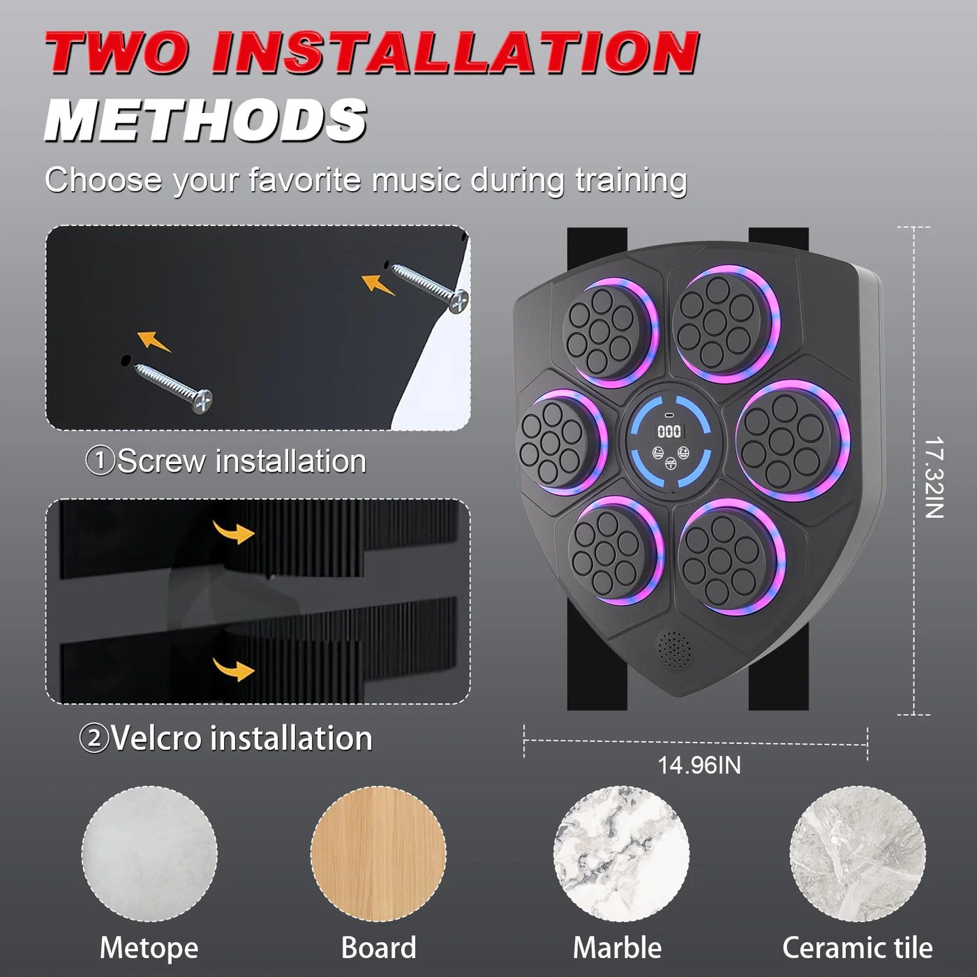 Smart Bluetooth Punching Bag, LED Guide, 9-Speed, Wall-Mounted, Boxing & Fitness