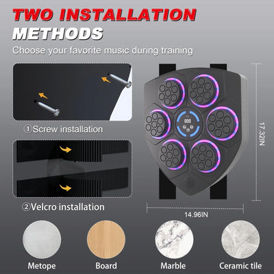Smart Bluetooth Punching Bag, LED Guide, 9-Speed, Wall-Mounted, Boxing & Fitness