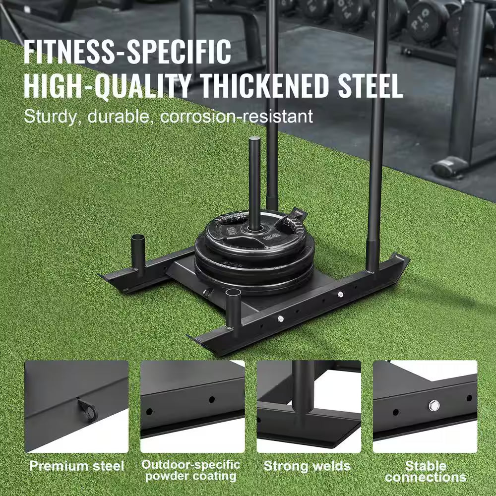 Weight Training Sled, Pull Push Power Sled, Steel Fitness Equipment for Strength and Speed Training, Plate Compatible