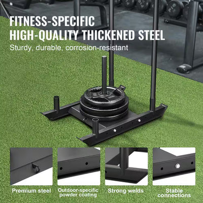 Weight Training Sled, Pull Push Power Sled, Steel Fitness Equipment for Strength and Speed Training, Plate Compatible