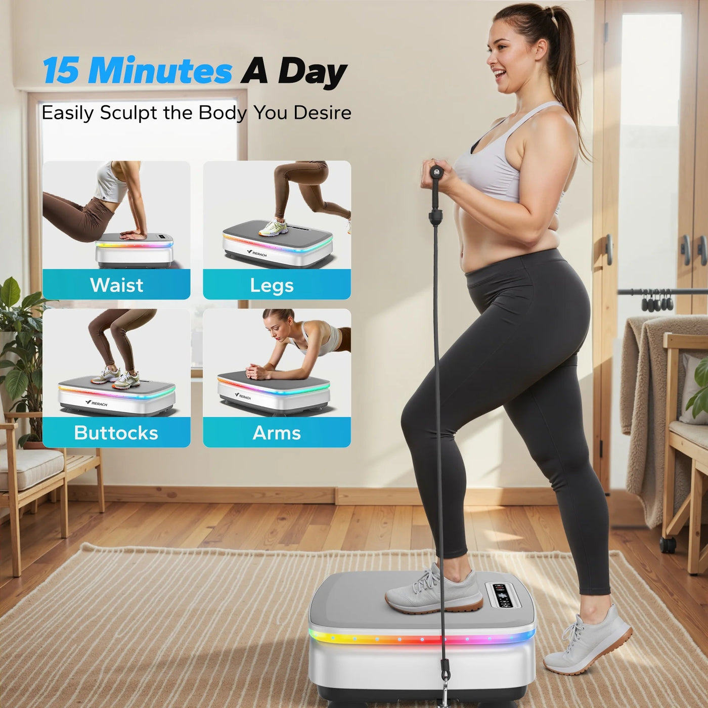 Vibration Plate Exercise Machine, 330Lb Capacity, Whole Body Workout Fitness Platform, Bluetooth