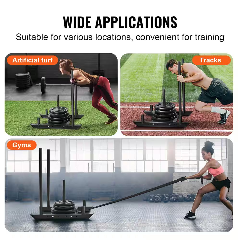Weight Training Sled, Pull Push Power Sled, Steel Fitness Equipment for Strength and Speed Training, Plate Compatible
