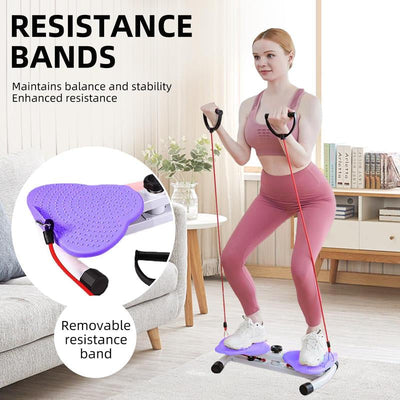 AMLANG Women'S Waist Twisting Board with Loop Resistance Bands 300 Lbs Weighting Ab Machine Core Workout Equipment Home Exercise Board