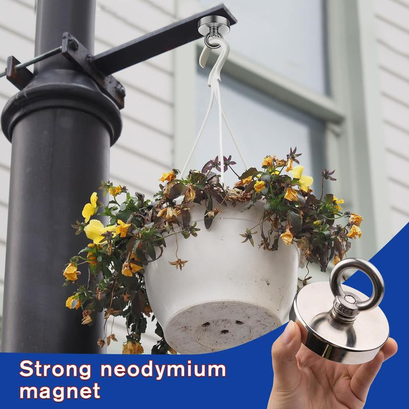 Fishing Magnet,350Lbs Strong Magnet Fishing, Magnetic Fishing Magnets, Rare Earth Magnet with Countersunk Hole Eyebolt for Retrieving Items in Lake, Beach, Lawn