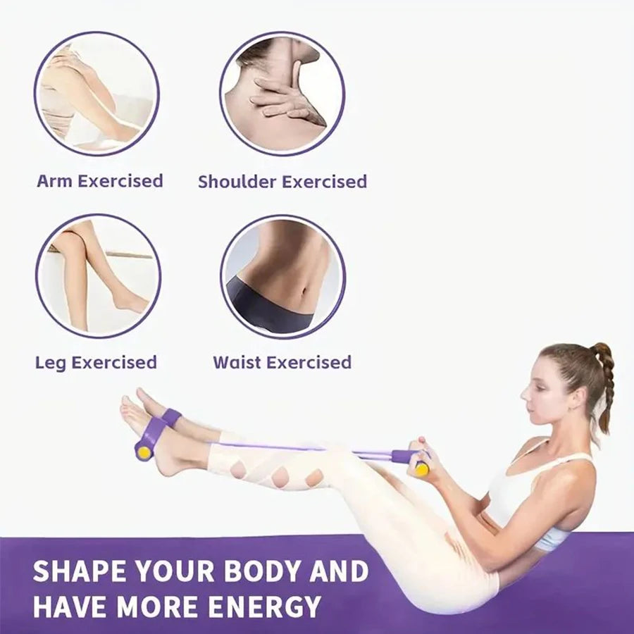 6-Tube Elastic Resistance Band for Yoga and Stretching - Ideal for Abdominal, Waist, Arm, and Leg Training