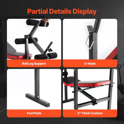 Weight Bench, Multi-Functional Adjustable Weight Bench Press for Full Body Workout, 380 Lbs. Bench with Quick Folding