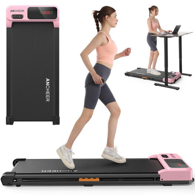 【Live】Ancheer Compact Treadmill - Bright Colors, Adjustable Speeds, and Cushioned Comfort for Home Fitness Enthusiasts Home Workout Equipment