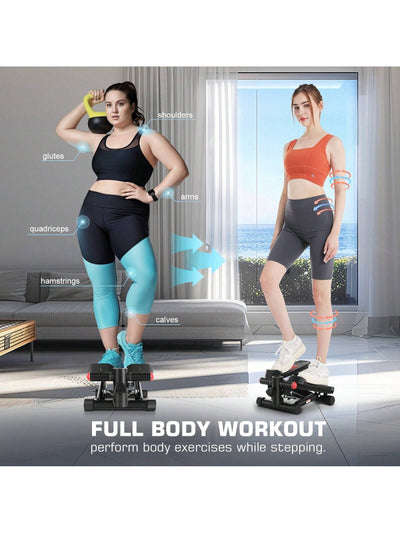 Exercise Stepper, Small Pedal Machine, Specially Designed for Family Sports. Portable, Quiet to Use, Hydraulic Fitness Stairs with Resistance Bands, Calorie Counts Can Weigh up to 330Lbs.Fitness Essentials, without Battery