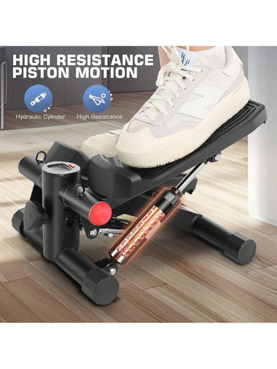 Exercise Stepper, Small Pedal Machine, Specially Designed for Family Sports. Portable, Quiet to Use, Hydraulic Fitness Stairs with Resistance Bands, Calorie Counts Can Weigh up to 330Lbs.Fitness Essentials, without Battery