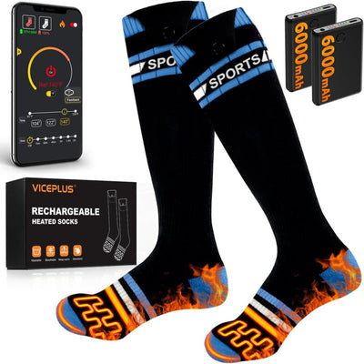 Heated Socks for Men Women with 2 X 8000Mah Batteries, Rechargeable Foot Heater with App & Battery Control, Wahsable Food Warmer for Skiing, Hunting, Camping, Cycling & Ice Fishing